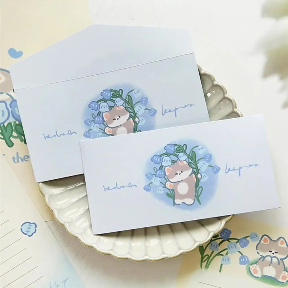 Invitation Card Flower Animal Envelopes Dog Cat Writable Letter Paper Sealing Stickers Cartoon Stationery Paper Letter Pads