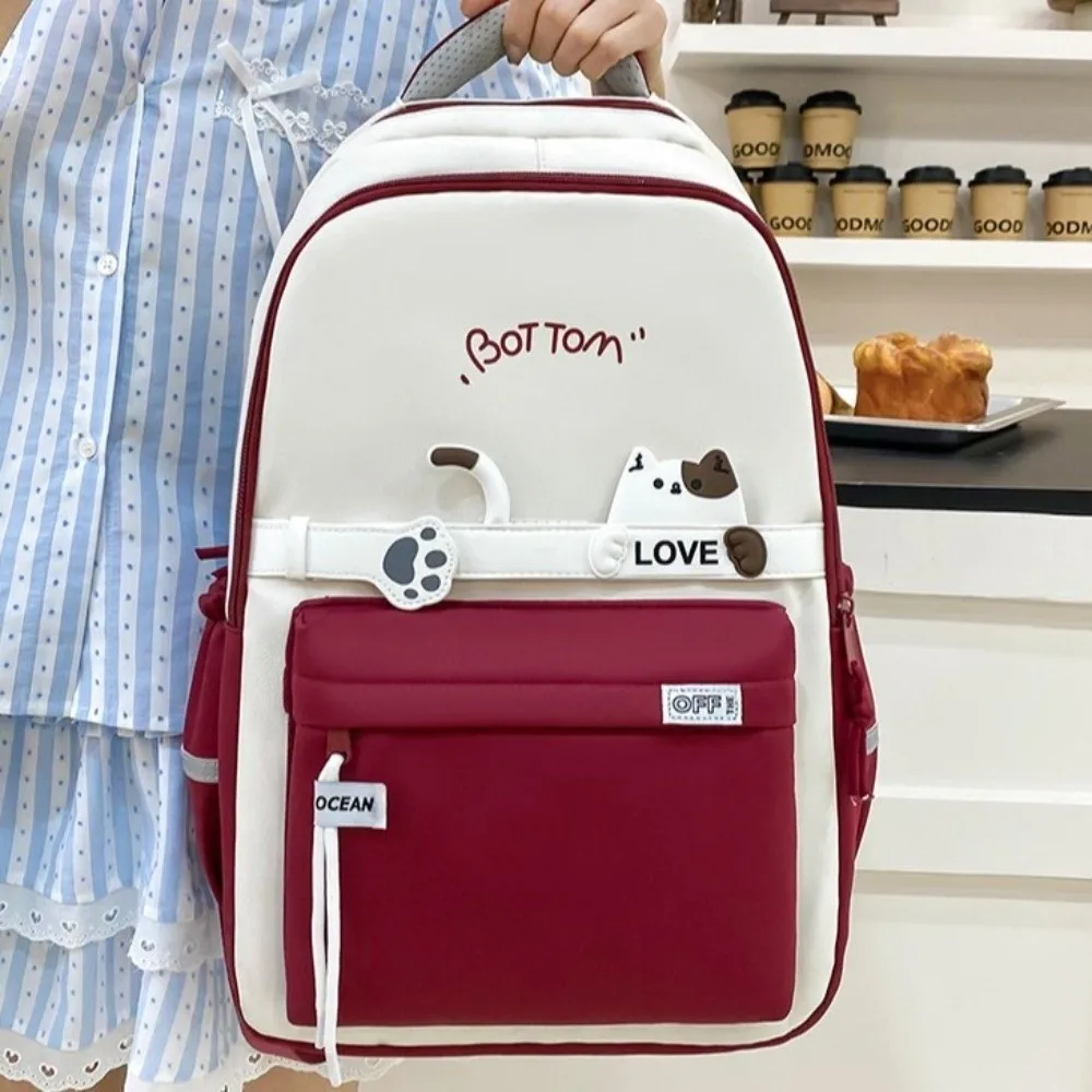 Waterproof Students School Backpack Nylon Multi Pocket Lightweight Travel Bag Large Capacity Stationery Storage