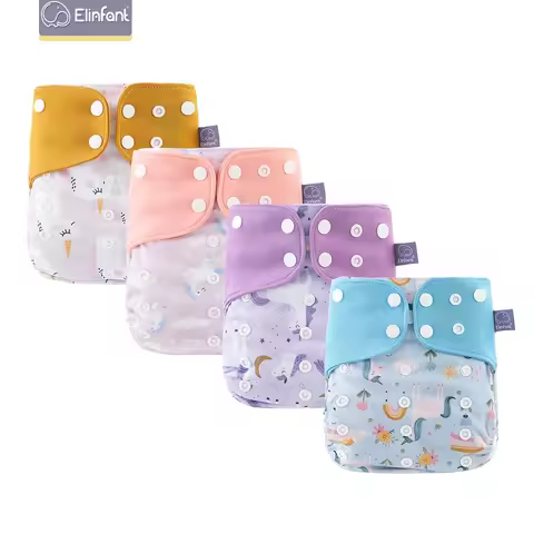 Elinfant ECO-friendly Gray Mesh Cloth New 4pcs/set Washable Pocket Diaper Adjustable Reusable fralda Ecological Cloth Diaper