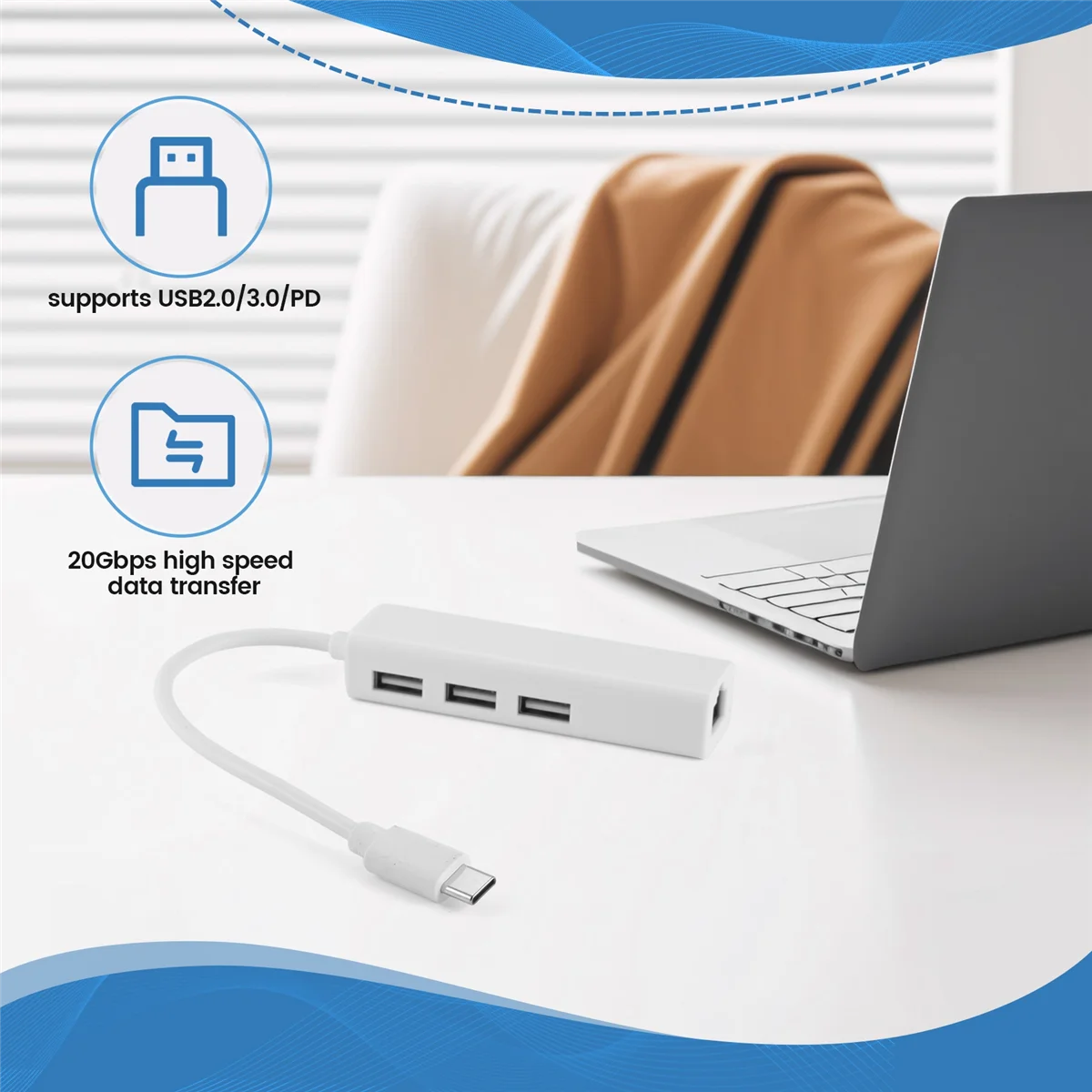 ZIZI USB-C USB 3.1 نوع C إلى USB RJ45 إيثرنت Lan كابل محول Hub للكمبيوتر الشخصي #5