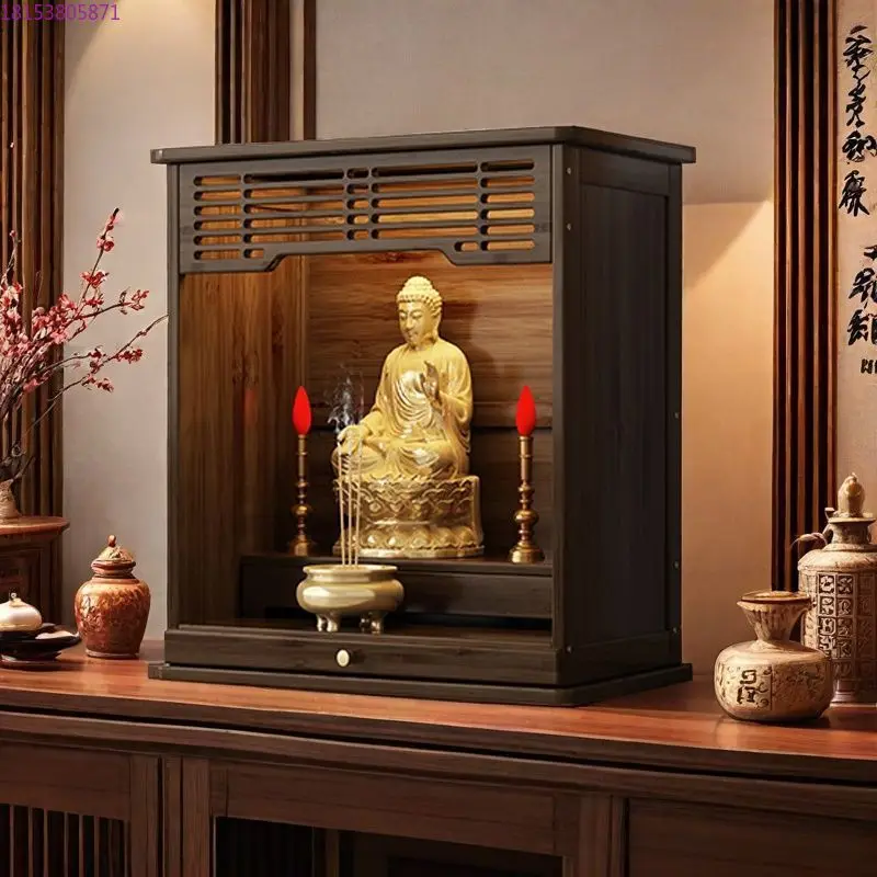 

Small offering table Household non-solid wood Guanyin Buddha statue offering table Standing cabinet God cabinet