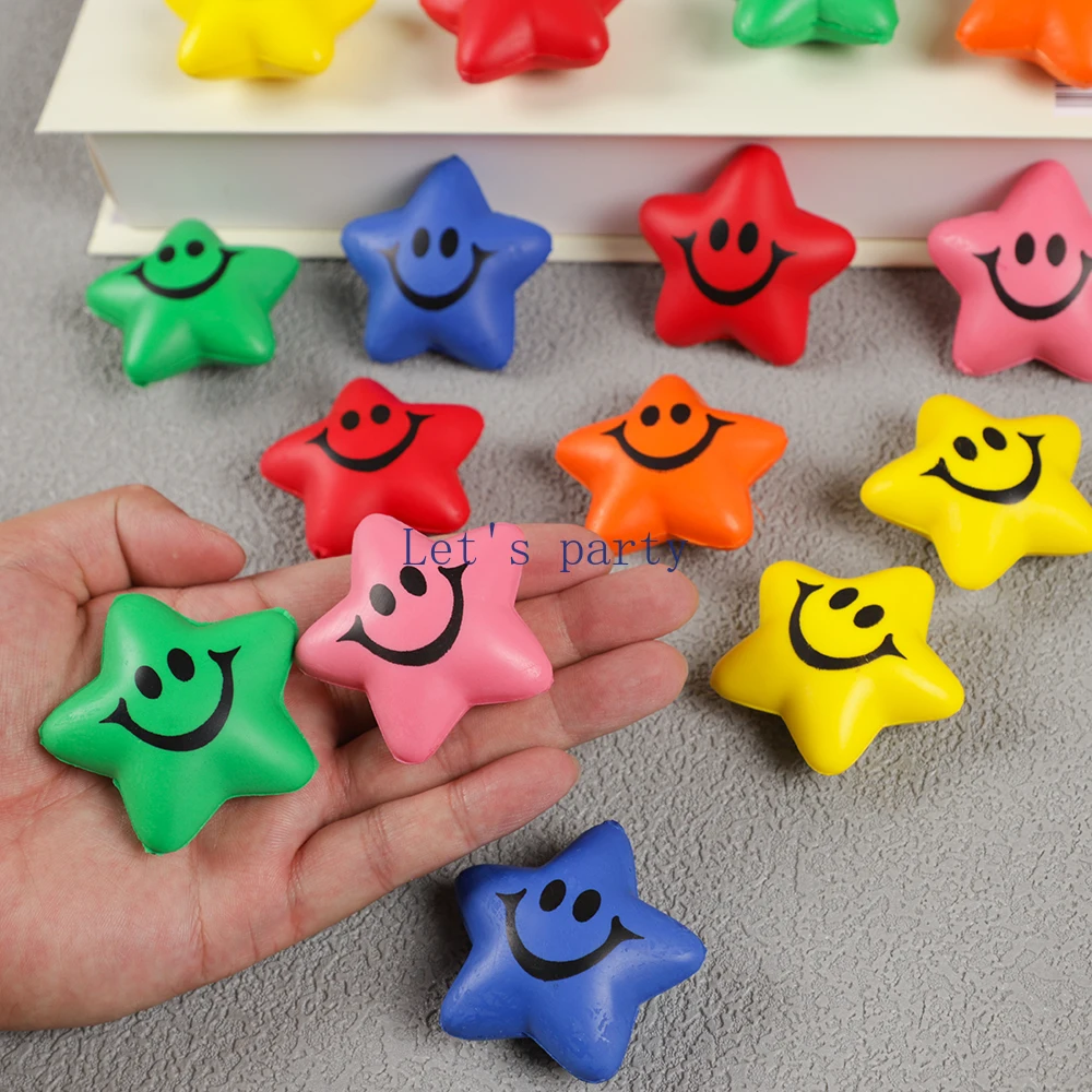 12Pcs Colorful Mini Star Soft PU Sponge Balls Stress Relief Ball Toys for Kids Birthday Party Favors Pinata Filles Goodie Bag