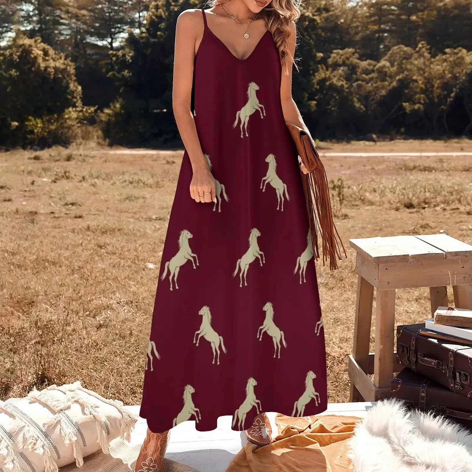 Gold Horse Sleeveless Dress dress dress party night woman women's elegant loose dresses