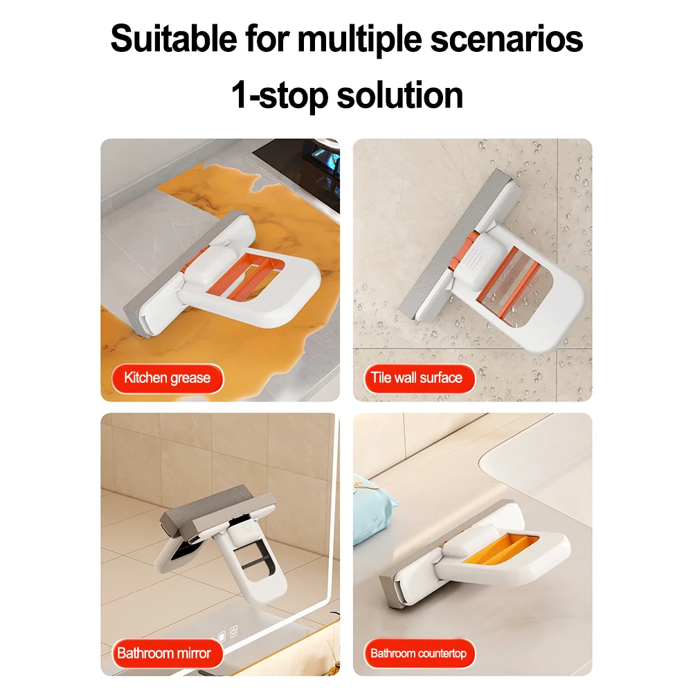 ممسحة صغيرة محمولة ذاتية الضغط، تصميم مدمج خفيف الوزن لأرضيات الأجهزة اللوحية والنوافذ سهلة الاستخدام والتخزين #3