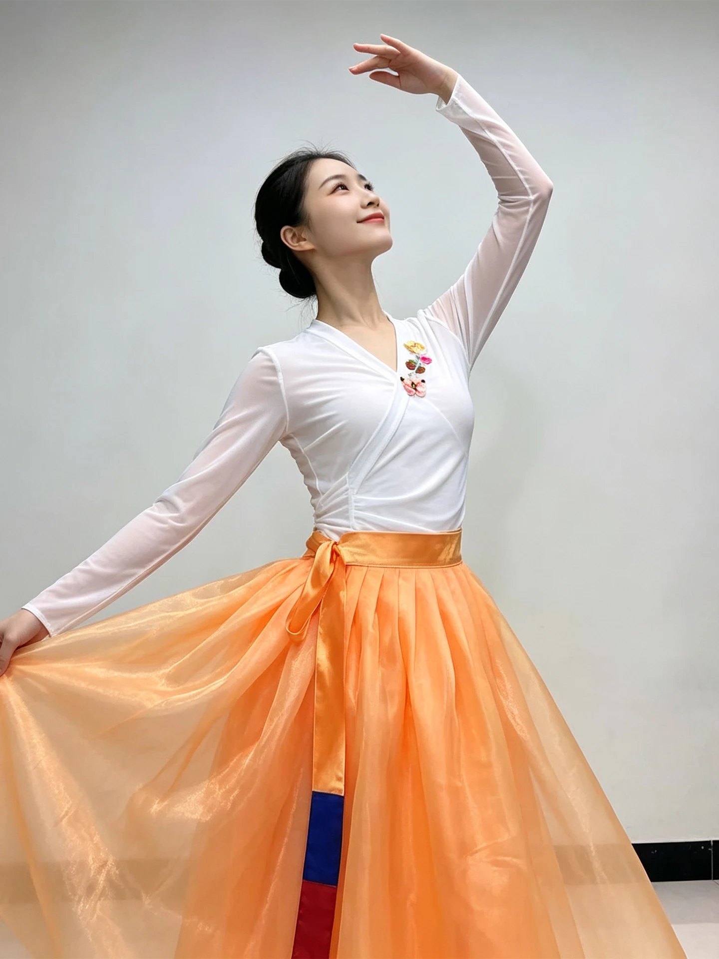 New Women's Korean Dance Costume Top Practice Suit Half Skirt Adult Art Exam  Mountain Red Korean Ethnic Performance Clothes view 5