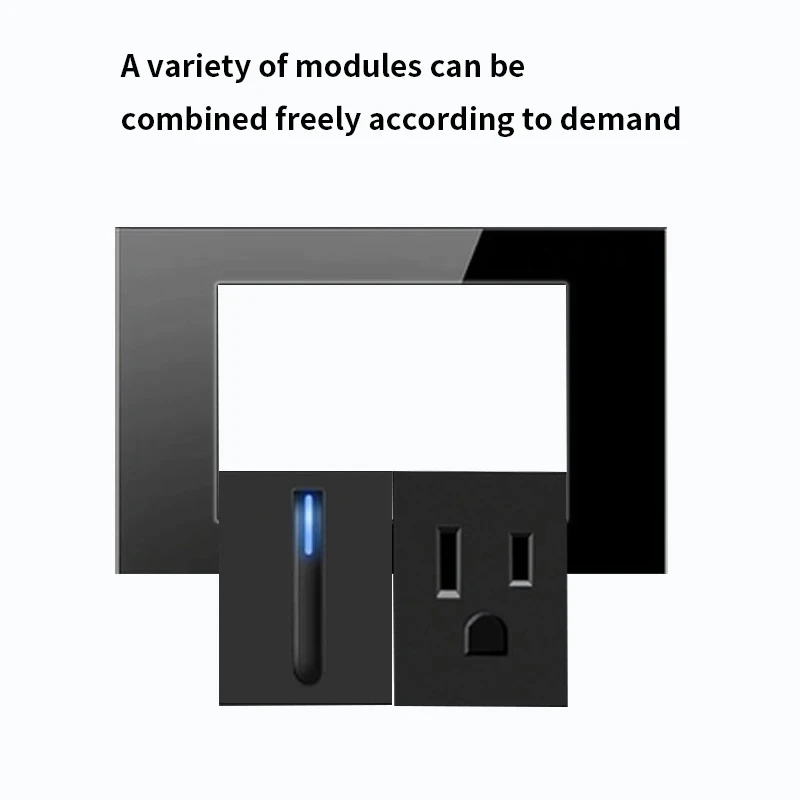 

Model 118 Reset Black Glass USA Mexico Thailand Universal Socket Wall Light Button Switch Socket LED Indicator USB Charging
