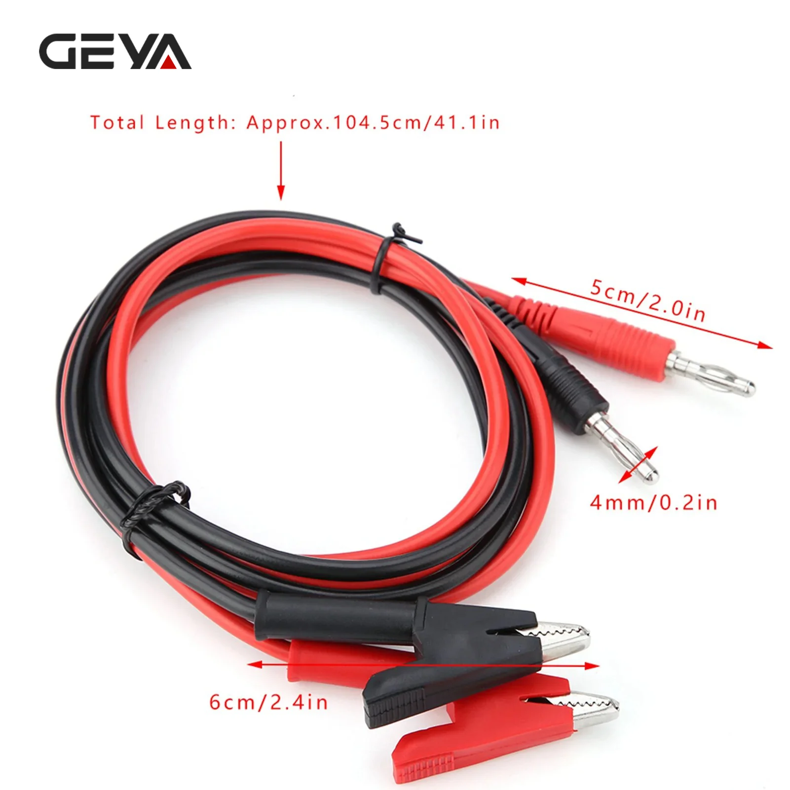 GEYA Stackable Banana Plug Multimeter Test Leads, 1m Cable, 1000V, 15A, 4mm, P1040,P1041 2Pcs