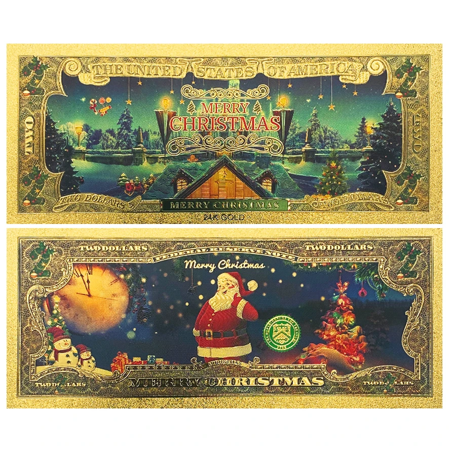 2025 جديد 4 تصاميم سانتا كلوز الذهب احباط الأوراق النقدية USD 100 دولار البلاستيك الأوراق النقدية التذكارية لعيد الميلاد السنة الجديدة هدية #4