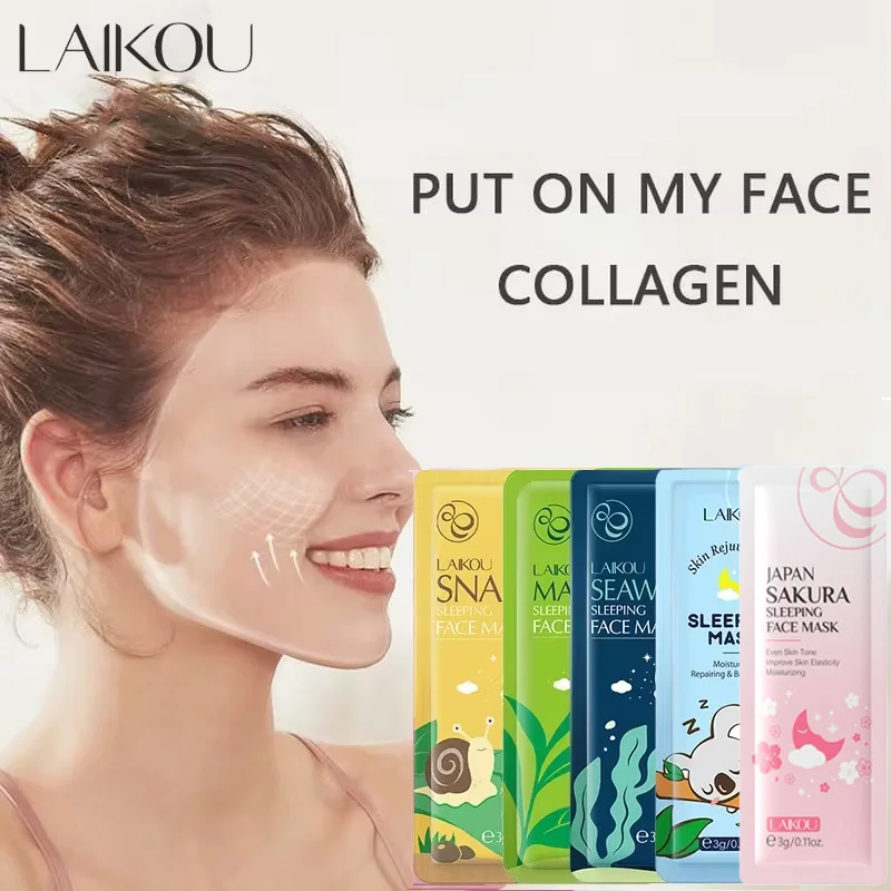 LAIKOU 5pcs Moisturizing Facial Mask Hydrating Sleeping Face Sheet Masks Repairing & Nourishing Night Face Mask Skin Care