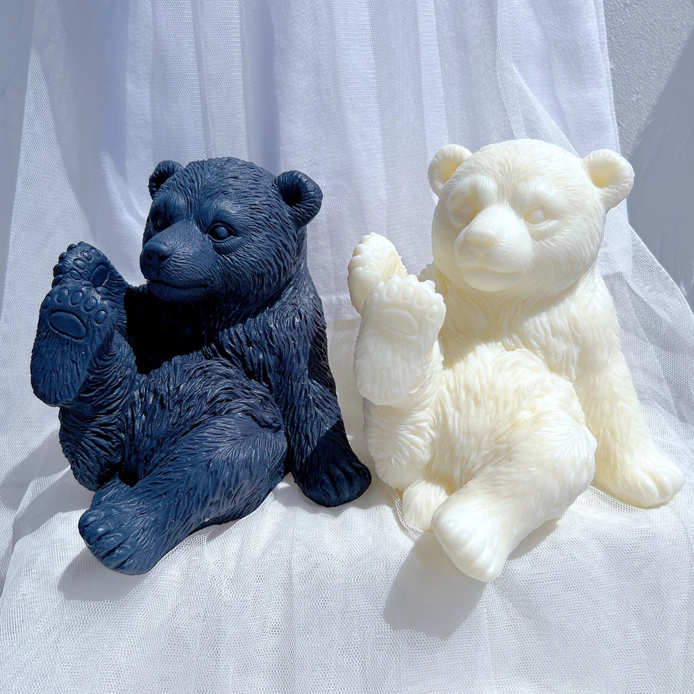 Imagem -05 - Vela Urso Branco Molde de Silicone Urso Polar Molde de Resina Animal Bonito Cera de Soja Presente de Decoração de Casa