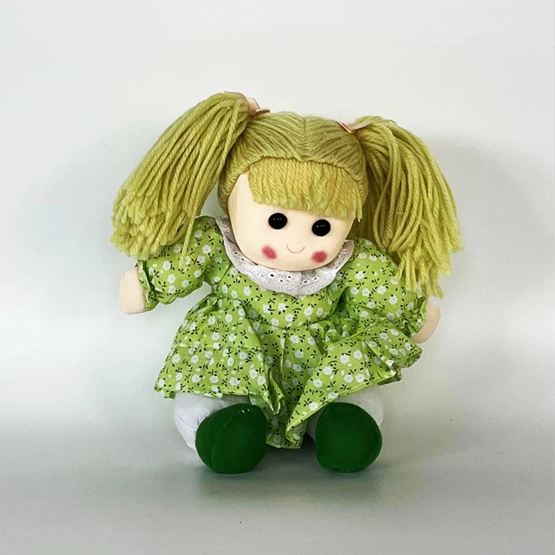 Green Woolen Hair 20cm Soft Stuffed Dolls Girl's Playhouse Toys Baby Doll Magic Hair Plush Toys Dolls Small Gift Baby Girl Toys