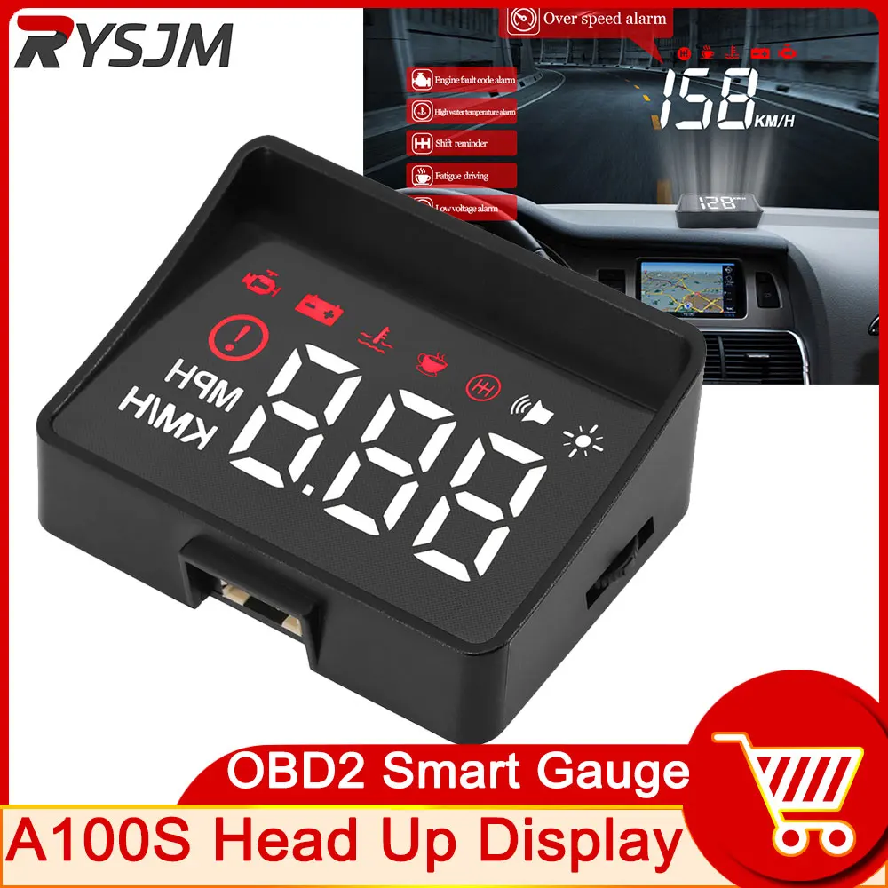 

A100S HUD Obd2 Car Head-up Display Windshield Projector Speedometer MPH Km/H Water Temperature Gauge Overspeed Warning