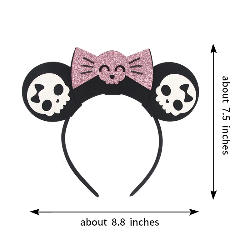 1pc Halloween Cute Mouse Ear Hair Accessories Fun Skull Bat Pattern Headband for Festival Party Wear Perfect Gift Girl Hair Hoop