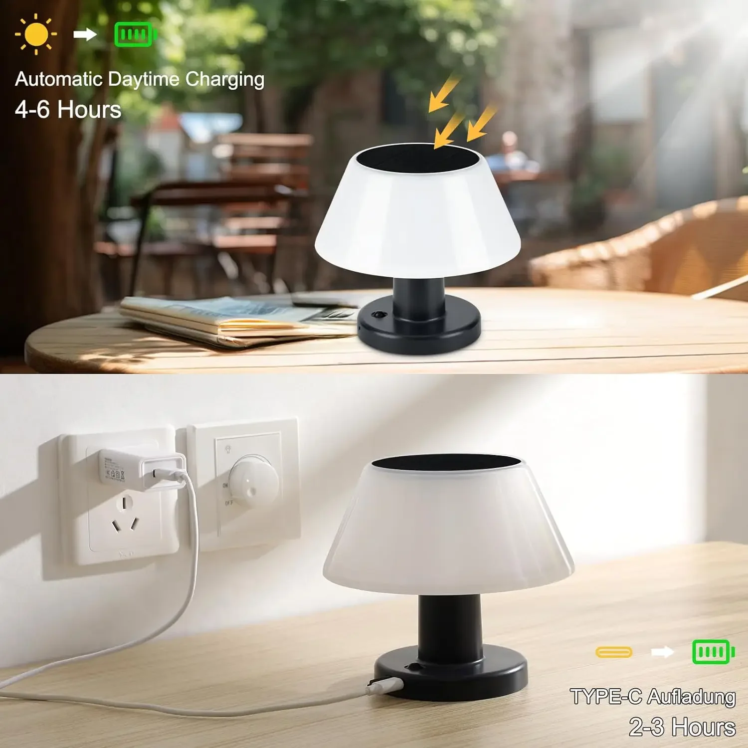 Imagem -03 - Portátil Outdoor Solar Led Table Lamp Lâmpadas sem Fio Luzes Modelos Lanterna Recarregável Pátio Jardim