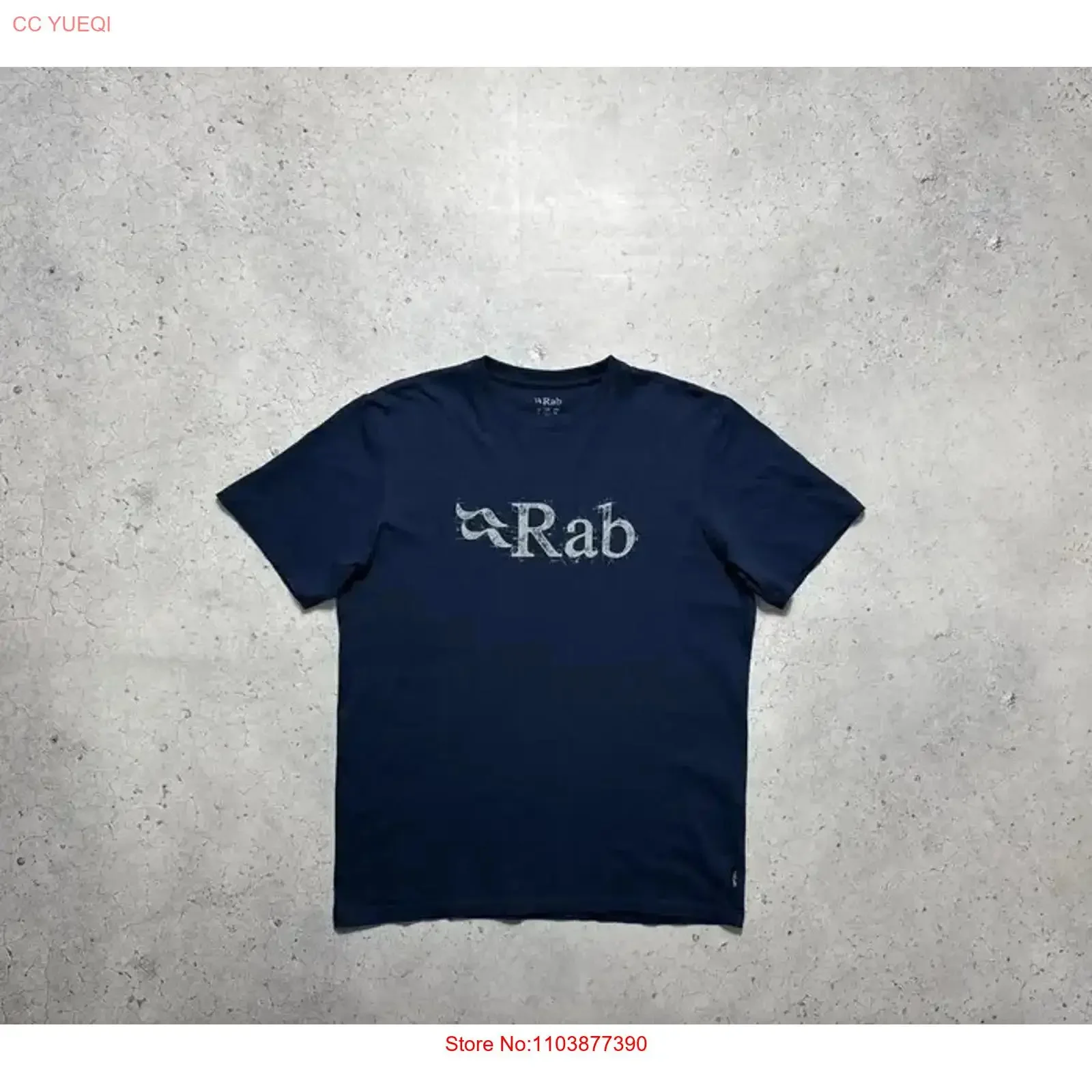Camiseta Rab con Logotipo Grande, Talla L, Estilo Vintage, Lavada, Cómoda, Elegante, Gráfica, Casual, para Hombre, Ligeramente a la Moda, Ropa de Diseñador