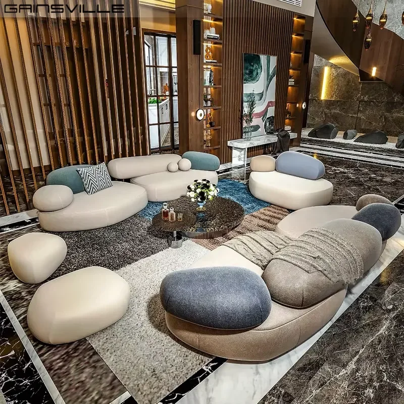 Modern Italian Fabric Art Sofa Spacious Indoor Furniture for Hotel Living Room Apartment Home Furniture