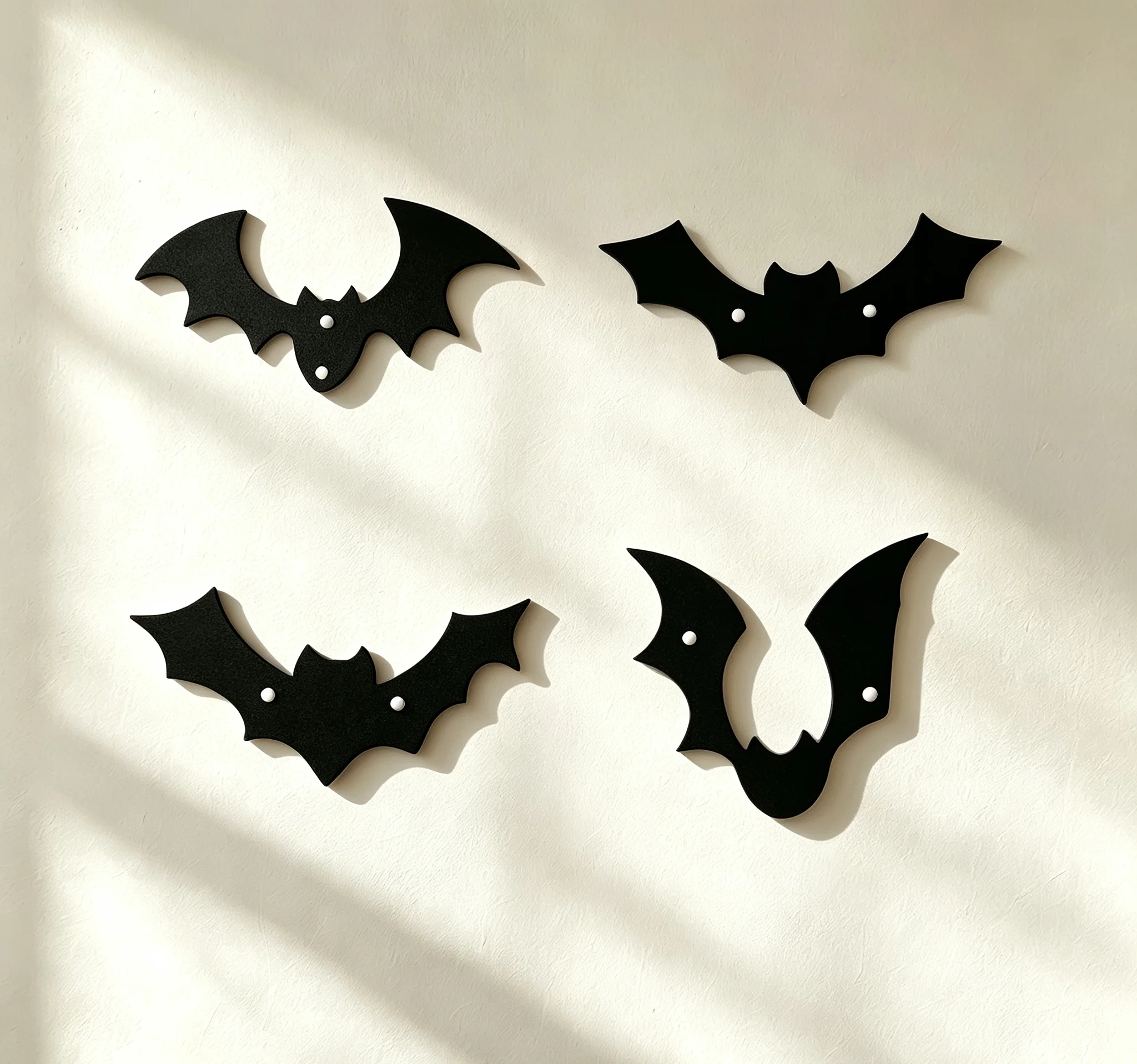 4-Piece Set of Black Iron Bat Wall Decorations, Multi-Sized Gothic Style Metal Bat Hollow-Out Wall Ornaments, Spooky Halloween Hanging Decorations, Waterproof Metal Bat Hangings, Suitable for Indoor and Outdoor Haunted Houses, Bars, Bedrooms, Window Displays, and Party Scene Arrangements view 4