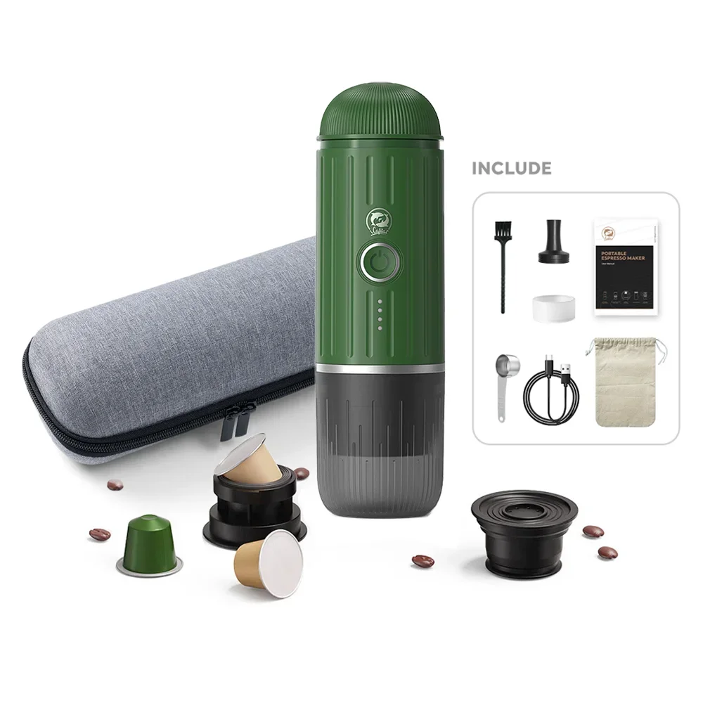 Portable Coffee Machine with Heating Function Car Expresso Maker TYPE-C Charging Port Fit Nespresso Capsule and Powder 7500Mah