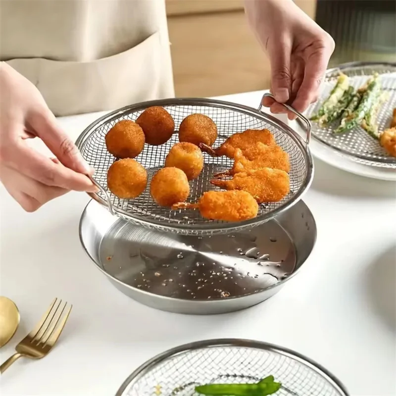 Tainless Steel Filter Tray,Reusable Round Mesh Basket,Frying Grilling,Kitchen Strainer,Fruit vegetable water filter basket