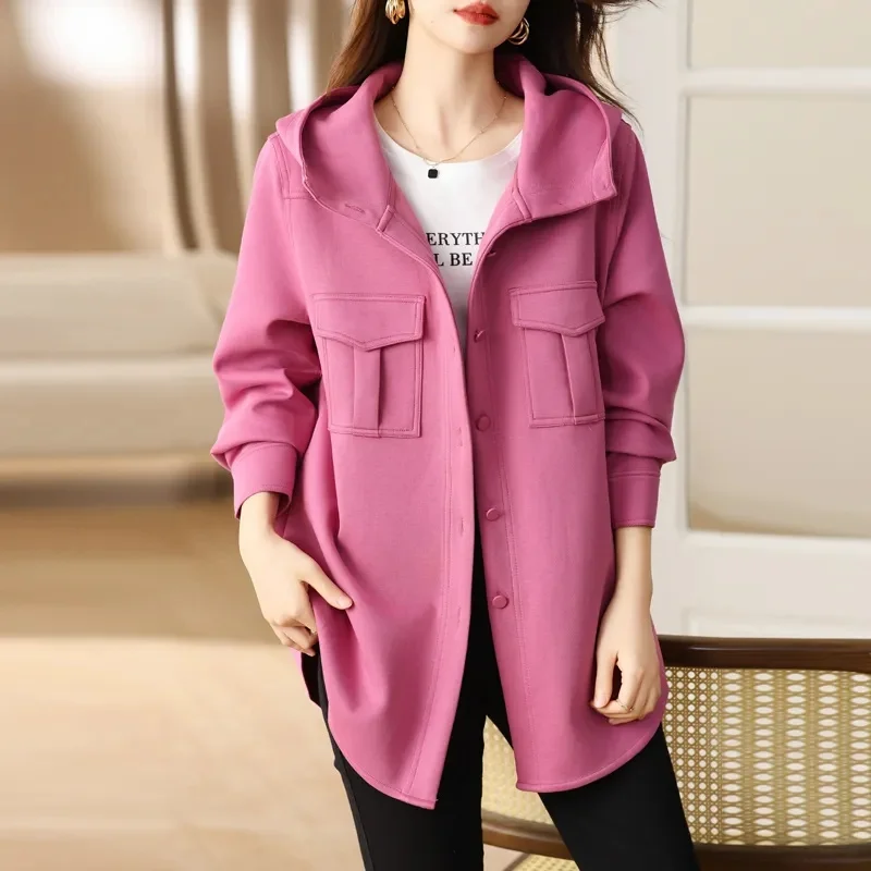 Discount Withdrawal Tailings 2023 Autumn/Winter New Casual Loose Luxury Feel Slim Versatile Cardigan Hooded Coat Women's Solid