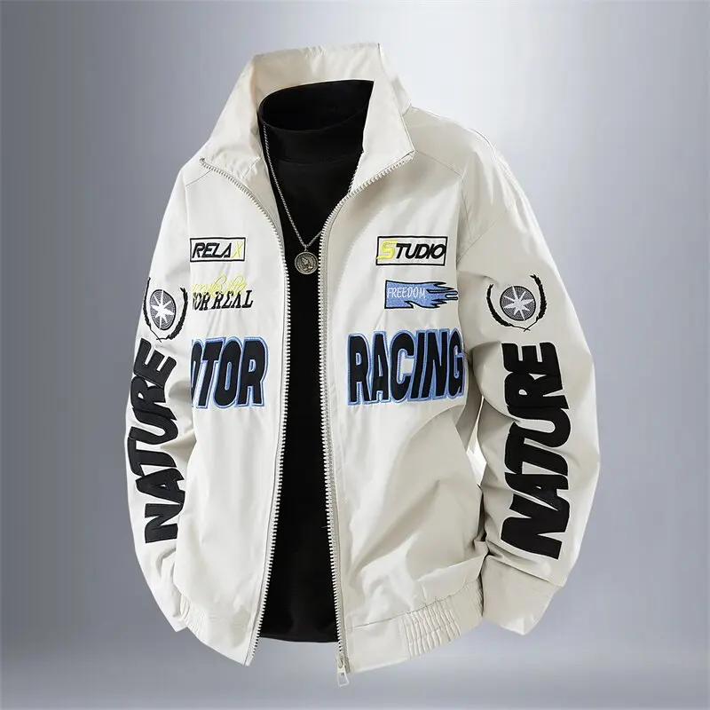 

Autumn and Spring New Fashion Print Retro Sports Workwear Jacket Men's Loose Comfortable Plus Size High Quality Outerwear M-3XL