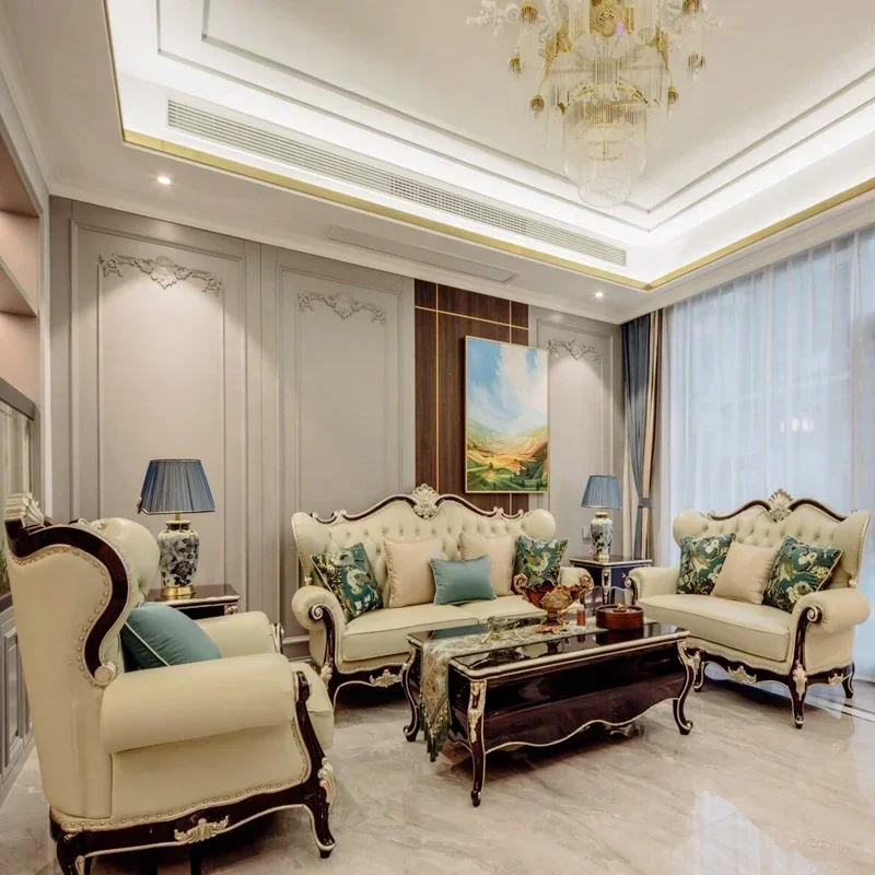 Professional Practical Relaxing Fabric Sofa Set Sectional Stretch European Designer Sofa Set Human Recliner White  Furniture