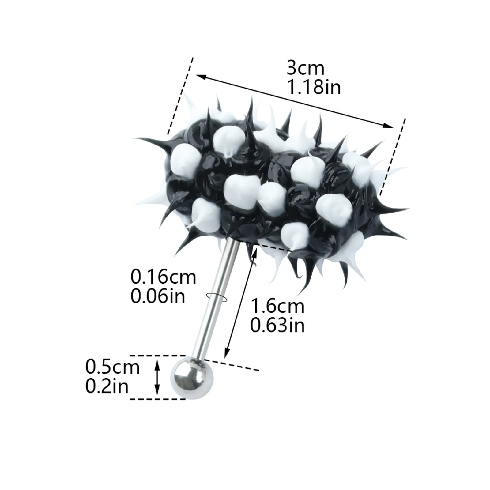 Punk Style Vibrating Silicone Tongue Ring - Stainless Steel & Silicone Massage Piercing, Hypoallergenic Body Jewelry for Adults