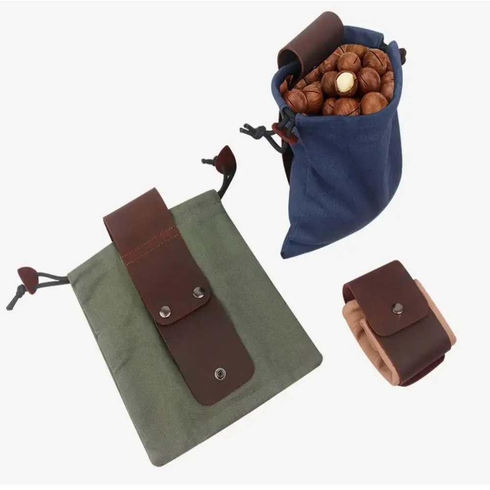 Jungle Bag Wear-resistant Waist Bag PU Leather Foldable Foraging Bag Canvas Portable Storage Pouch Cycling
