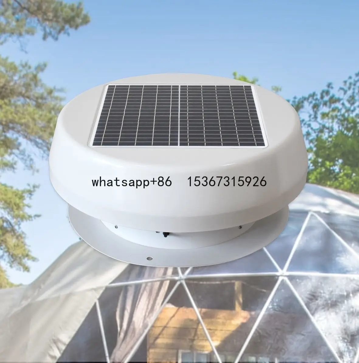 Eco-friendly solar roof ventilation fan for dome tent house App remote control solar attic air exhaust fan for geodesic domes