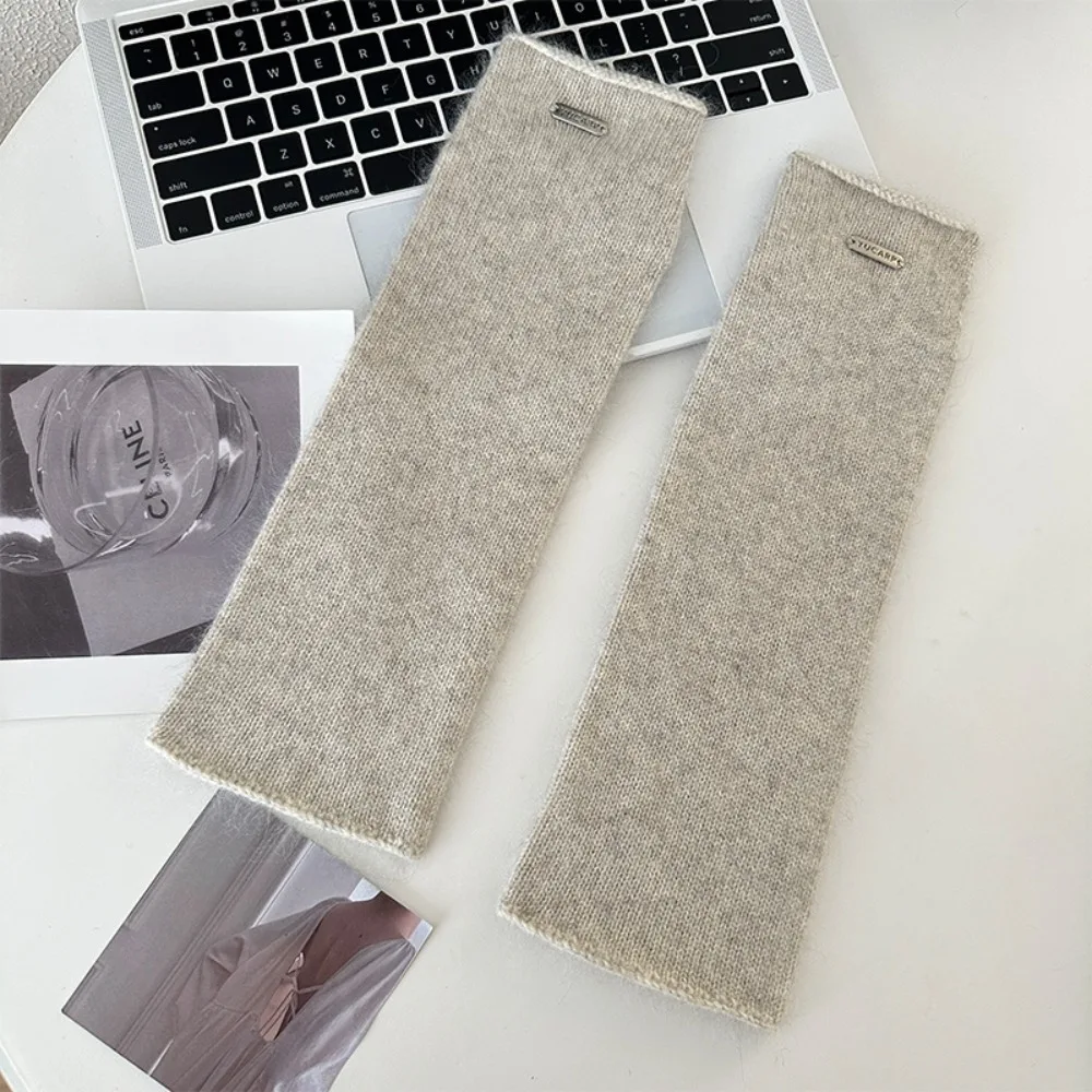 

Новые однотонные вязаные перчатки без пальцев, универсальные эластичные варежки, теплые рукава, вязаные крючком, полупальцы, унисекс, шерстяные длинные перчатки, подарок