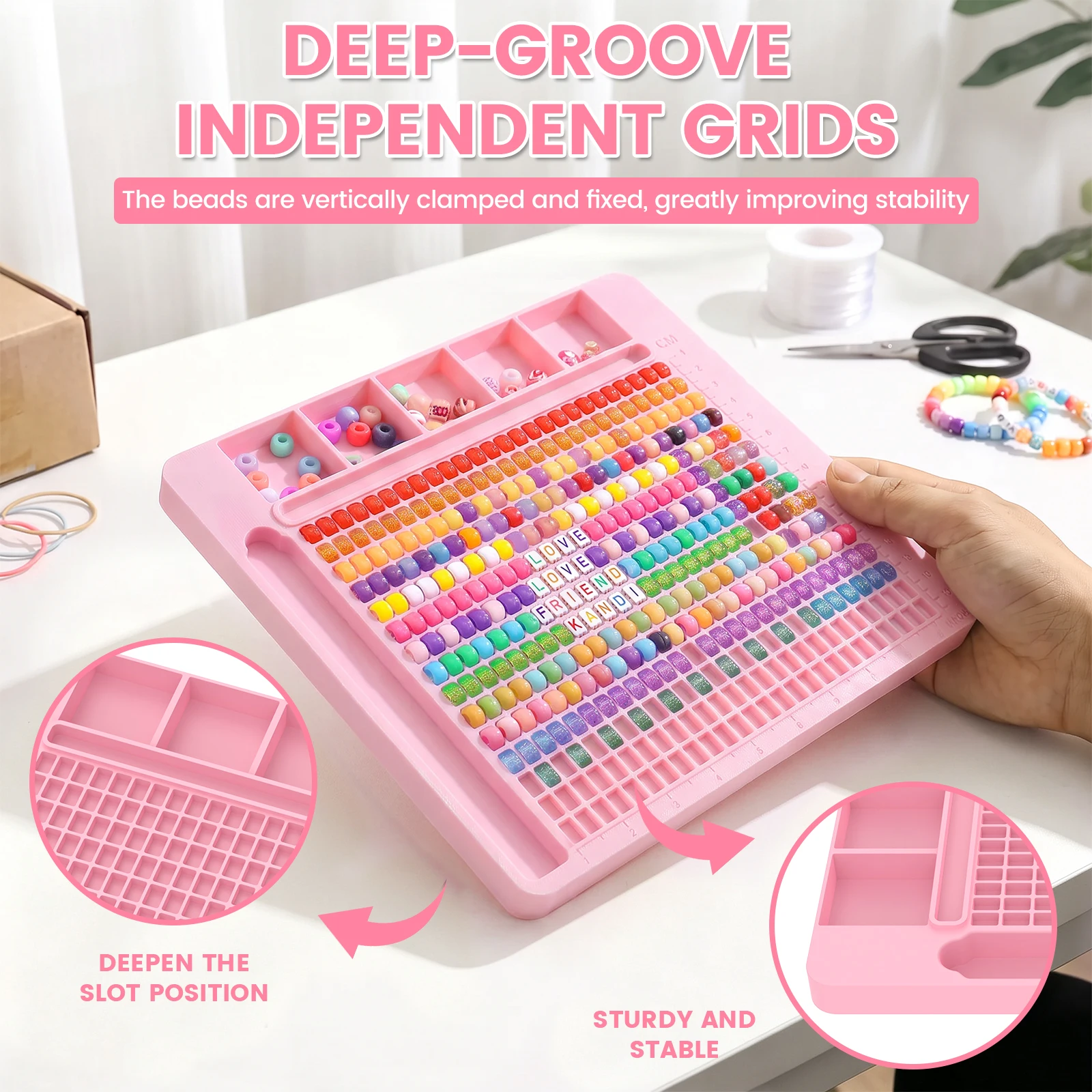 1Pc Pony Bead Fast Stringing Tray with Beading Needles Letter Bead Rapid Stringing Tray Beads Planning Board for Bracelet Making