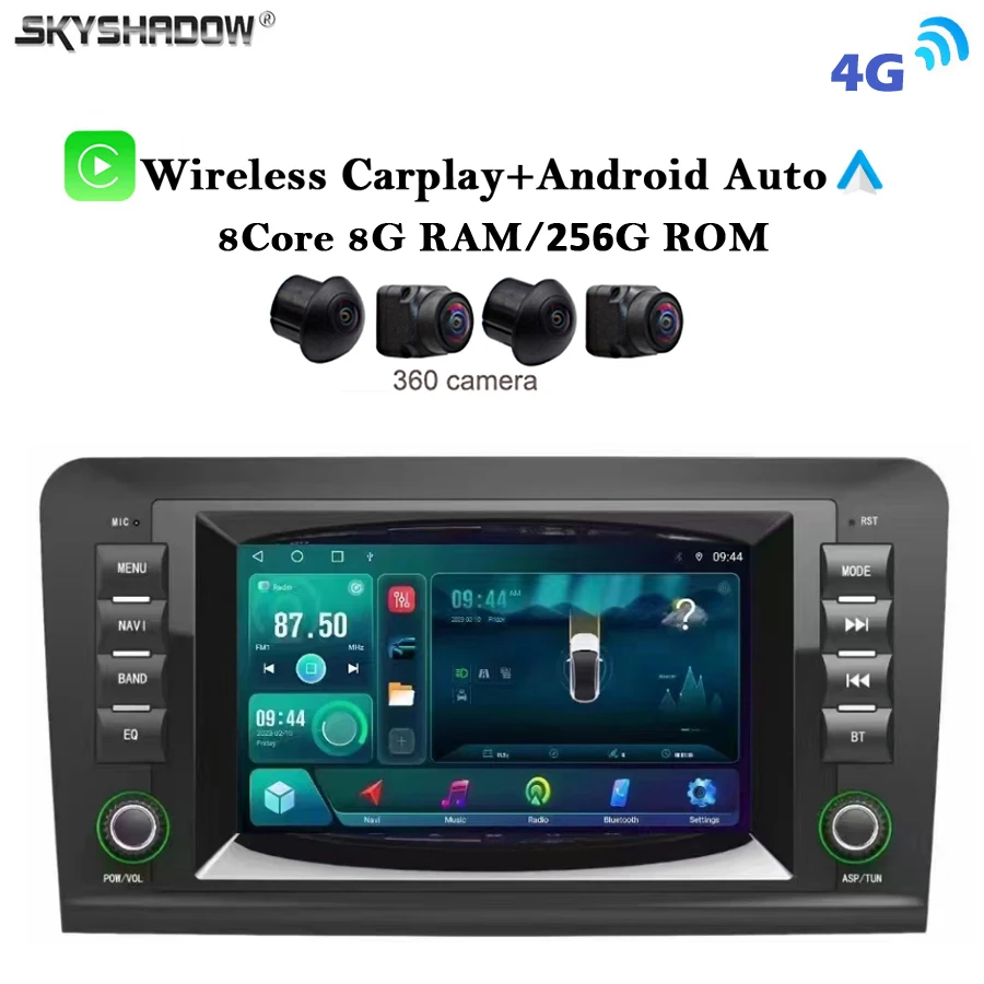 

8G+256G Carplay Auto Android 14.0 4G LTE 360 Camera IPS Car DVD Player GPS WIFI Bluetooth Radio For Benz W164 X164 ML300 GL320