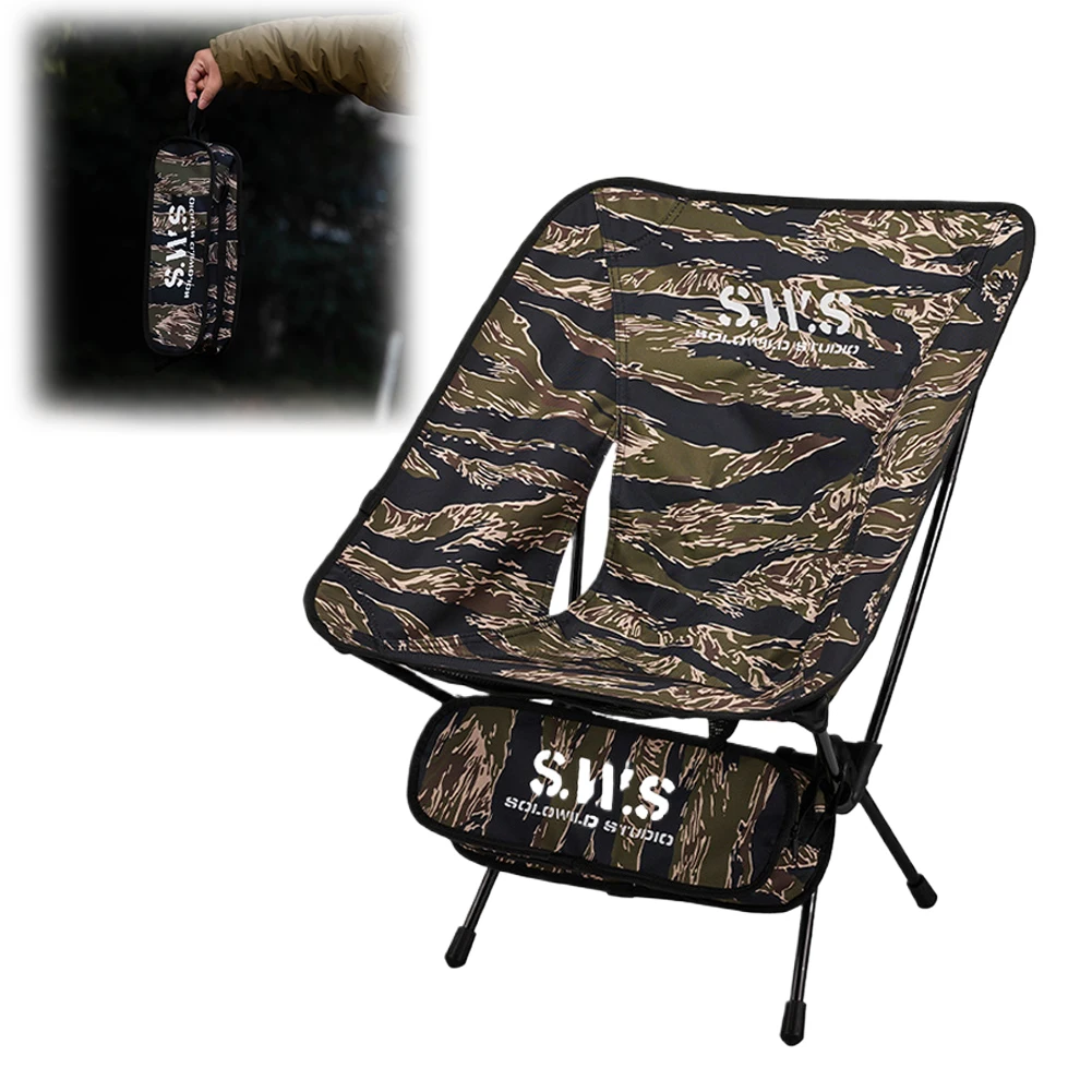Ultralight Folding Chair Oxford Cloth Travel Moon Chair Portable Foldable Camping Chair for Outdoor Camping Hiking Fishing