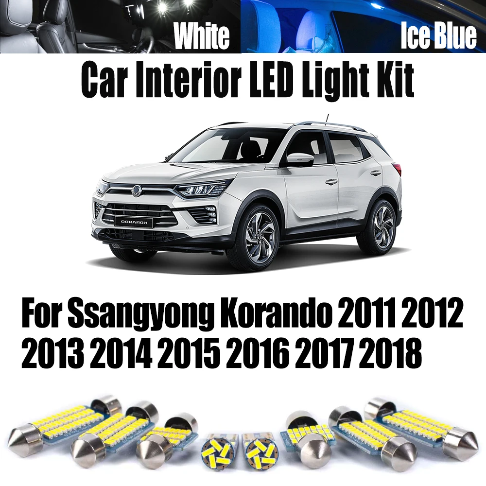 

Canbus LED Interior Map Dome Trunk Light Kit Ssangyong Korando 2011 2012 2013 2014 2015 2016 2017 2018 Car Bulbs Accessories