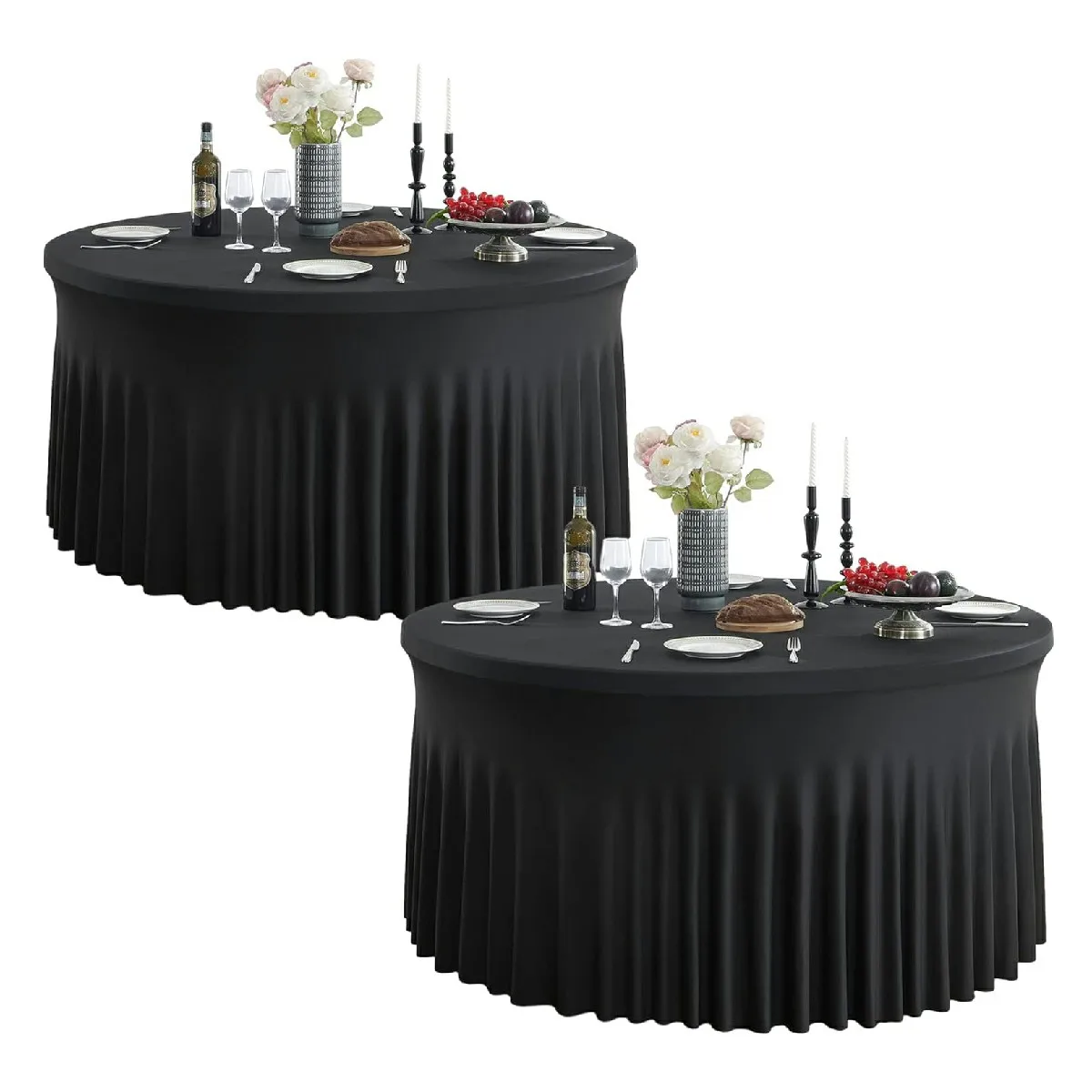 1pc Stretch Fitted Round Spandex Tablecloth with Soft Stain Inner - Ideal for Birthday, Bridal Shower, Party Decoration
