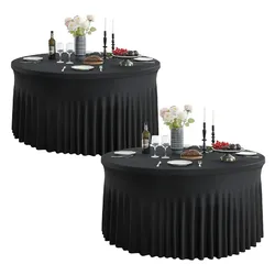 1pc Stretch Fitted Round Spandex Tablecloth with Soft Stain Inner - Ideal for Birthday, Bridal Shower, Party Decoration