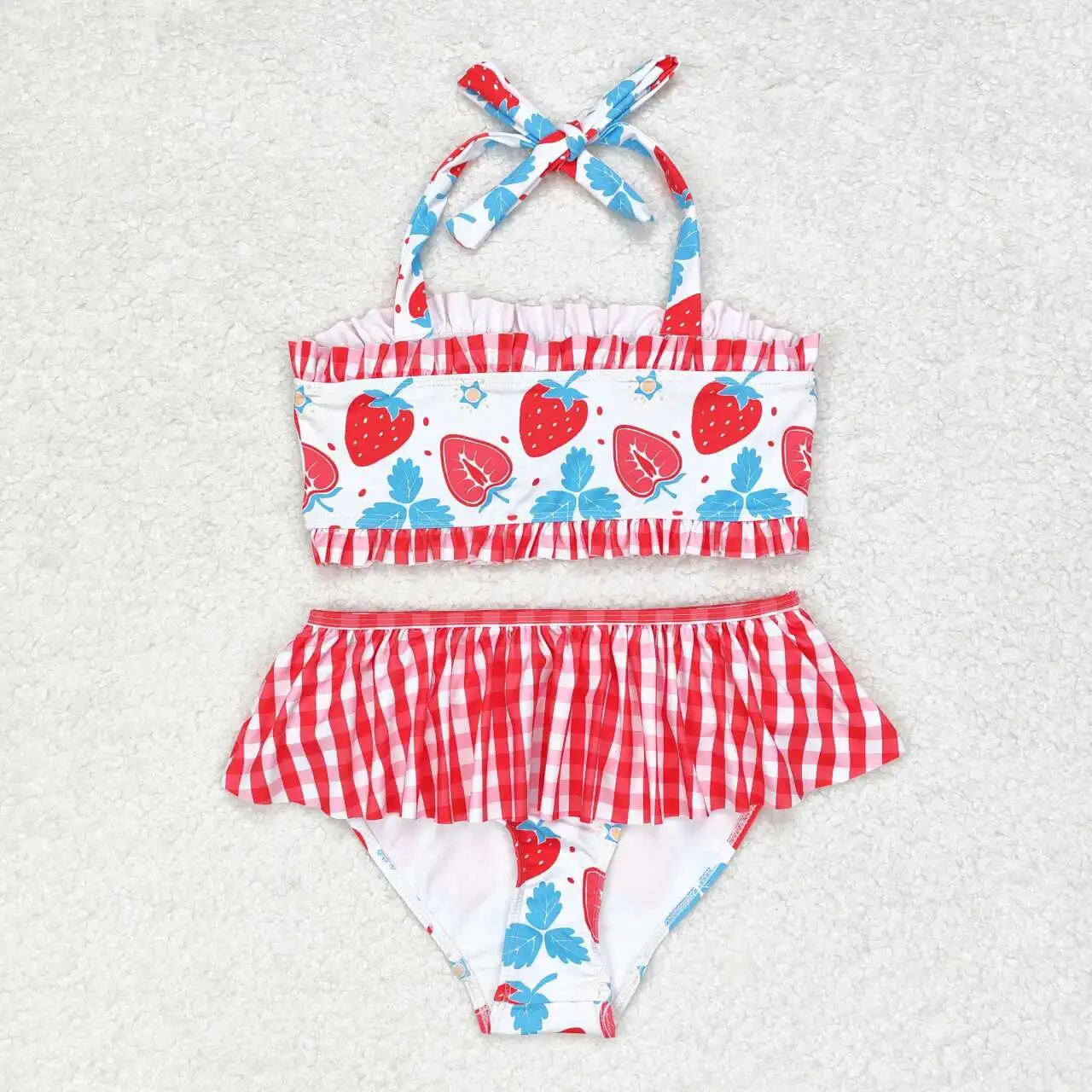 New Fashion White One-Piece Swimsuit with Sailboat Blue Bow Wholesale Children Clothes NO MOQ