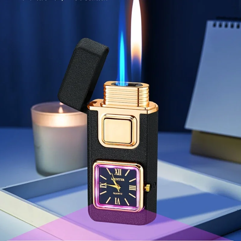 Multi-color Black Technology Voice-activated Dual-flame Lighter with Real Dial Inflatable Direct Conversion Cigarette Lighter