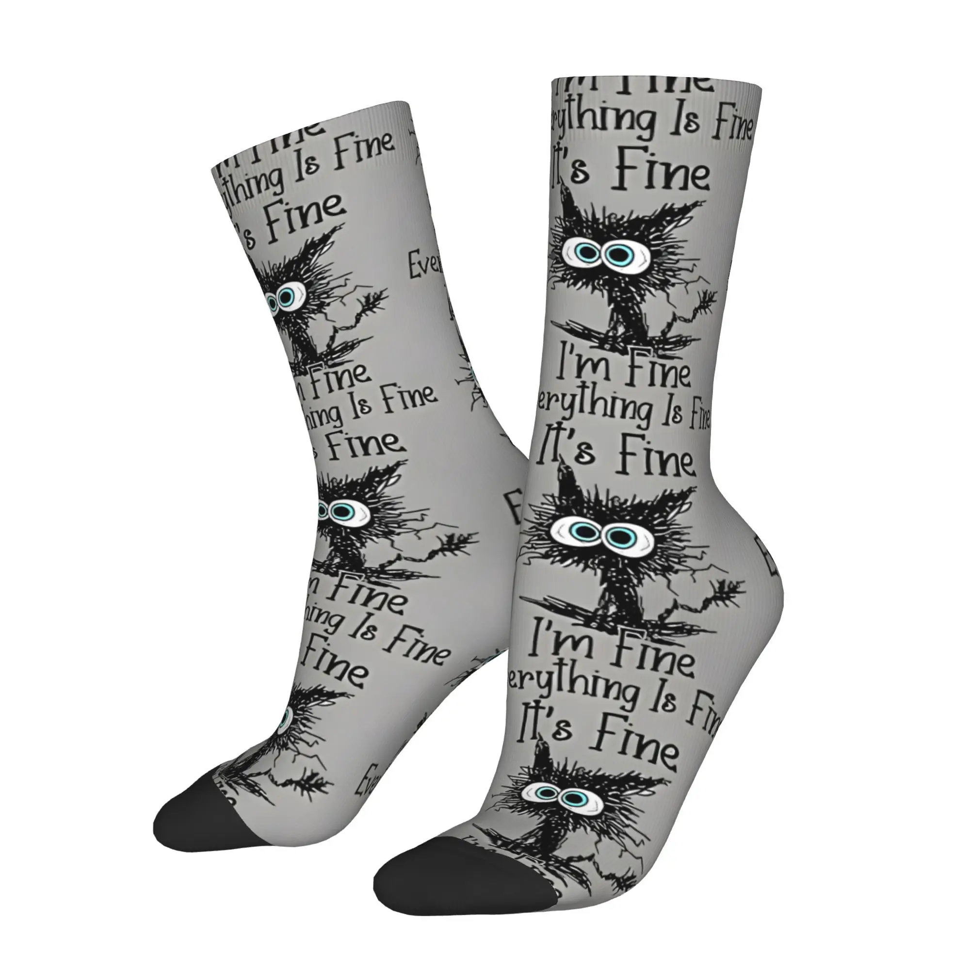 

It is Fine I am Fine Everything Is Fine Cat Sock Printed Man Polyester Fashion