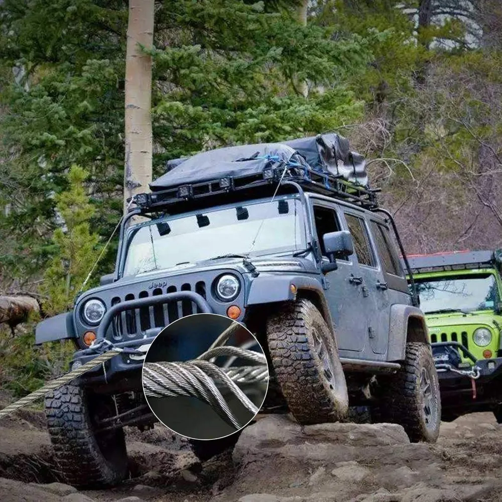 Truk 18000lb 75ft 12V derek listrik, kabel baja dengan pengendali jarak jauh nirkabel untuk ATV UTV Trailer Off Road, HITAM