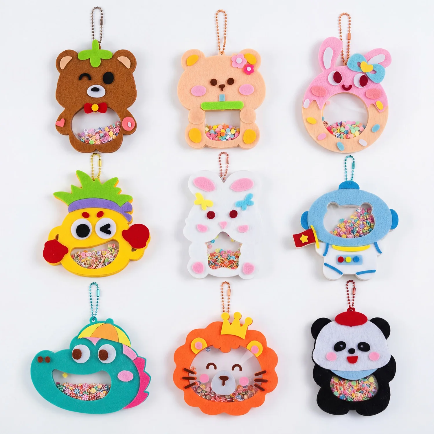 Cute Cartoon Shaker Charm DIY Felt Pendant Kids Craft Toy Keychain Ornament DIY Craft Supplies Party Favors Birthday Gifts Toys