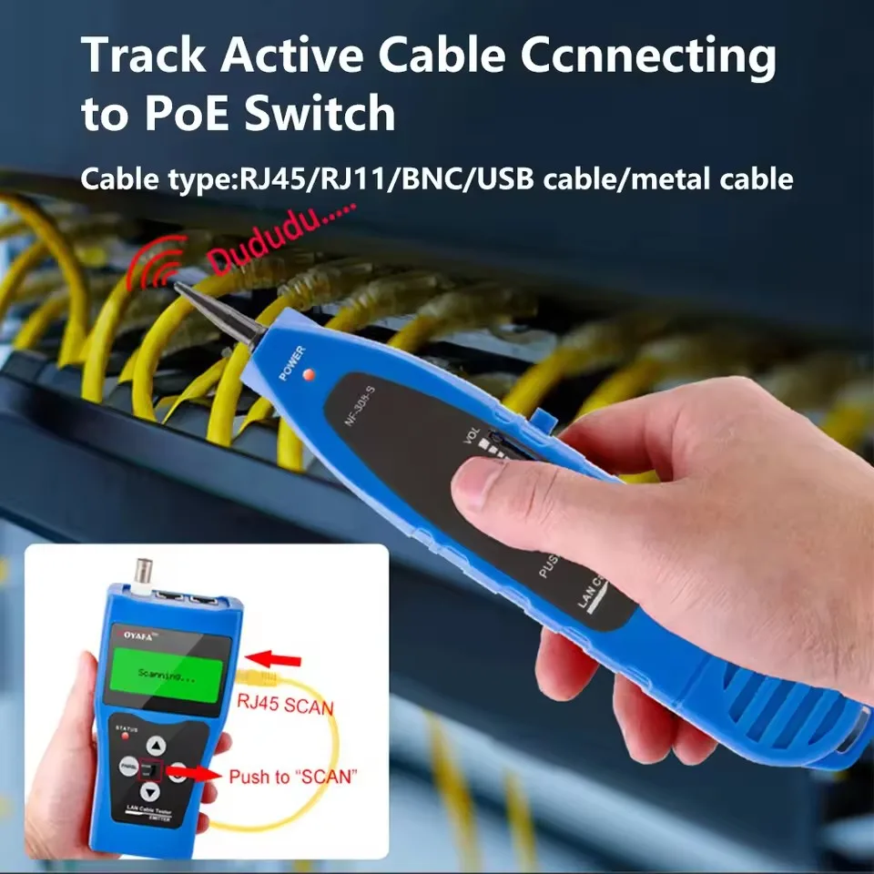 NOYAFA NF-388 Multipurpose Network LAN Phone Cable Tester 8 Far-end Test Jacks, Hunt 5E, 6E Wire Tracker Measure Cable Length