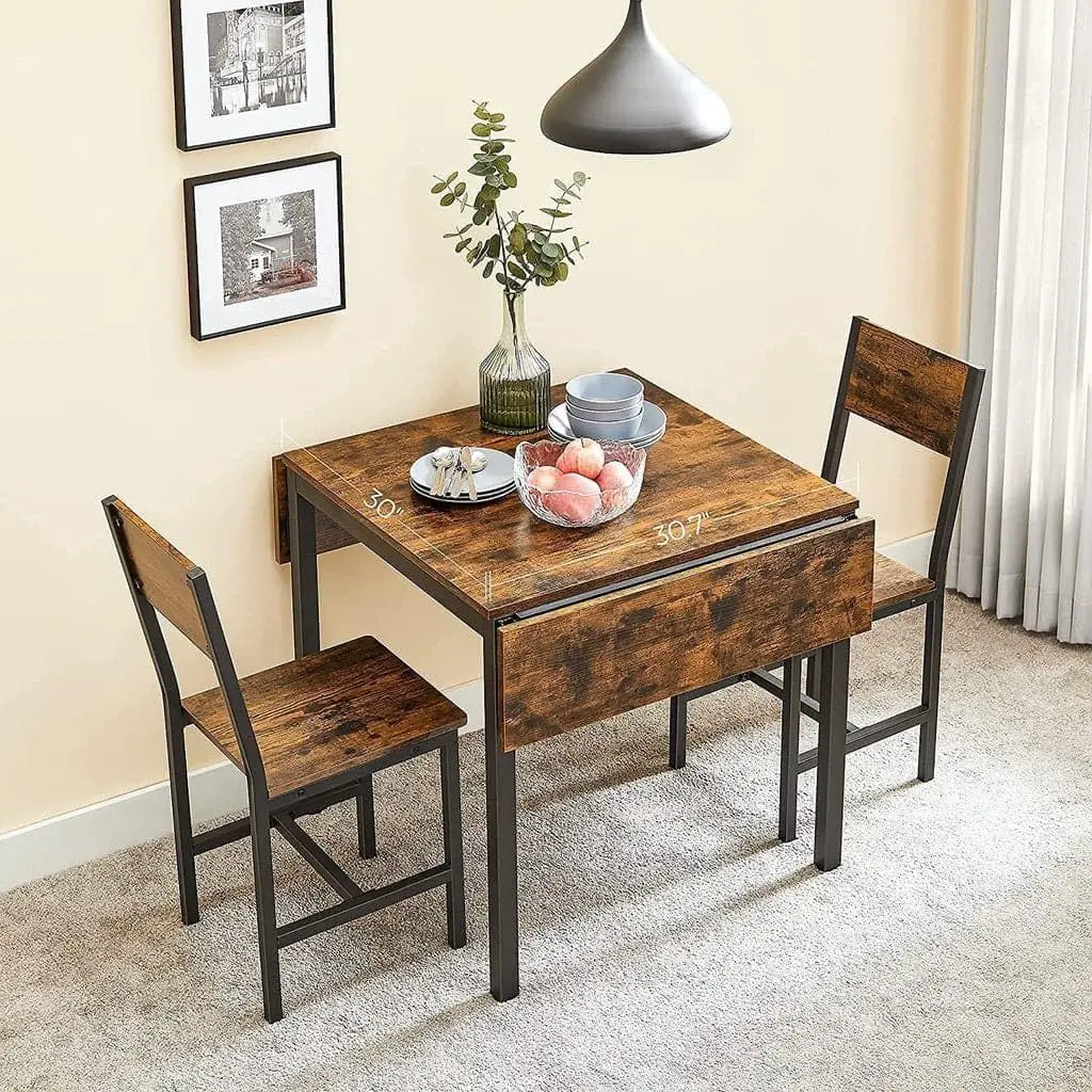 

Folding Dining Table, Drop Leaf Extendable, for Small Spaces, Seats 2-4 People, Industrial, 33.3 x 30.7 x 30 Inches,Brown