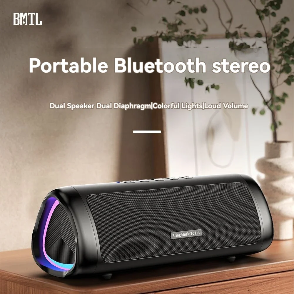 High Power Bluetooth Speaker Portable Wireless Soundbox Outdoor Waterproof Subwoofer RGB Dazzle Colour Light Surround Sound TWS