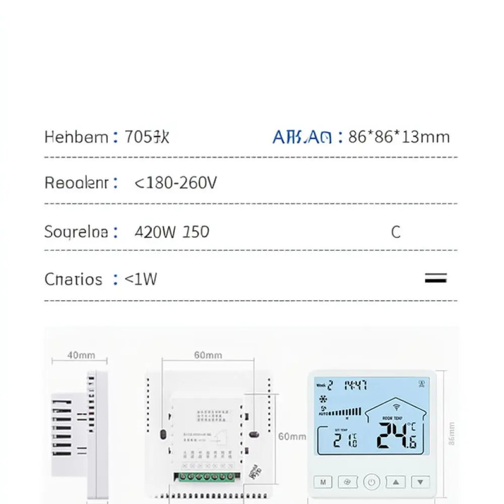 Wifi Enabled Fan Coil Unit Thermostat For Central AC Smart Temperature Regulator 10A HVAC Digital Wall Control Panel