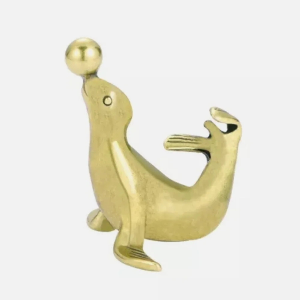 Picture 7: Solid Brass Sea Lion Figurine Small Statue Home Ornament Figurines Collectibles