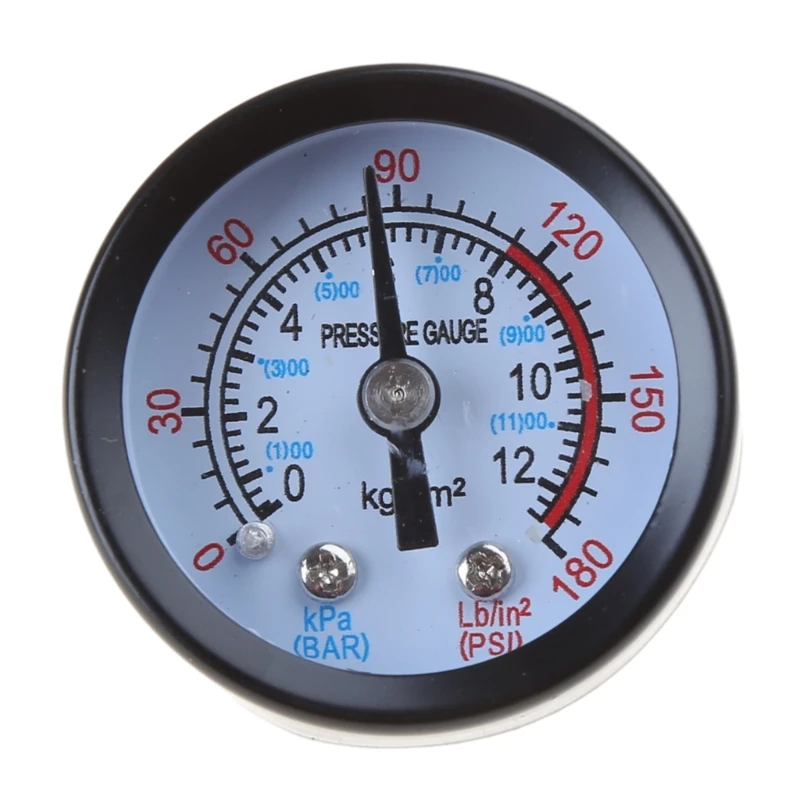 0-180PSI 0-12Bar Pressure Guage Portable Air Compressor Pneumatic Hydraulic Fluid Pressure Gauge Compact Size Practical