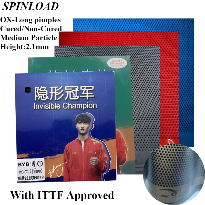 

SPINLOAD Bayongbo Custom Invisible Champion OX Table Tennis Rubber Long Pimples Cured/Non-Cured Medium Particle Weird Floating