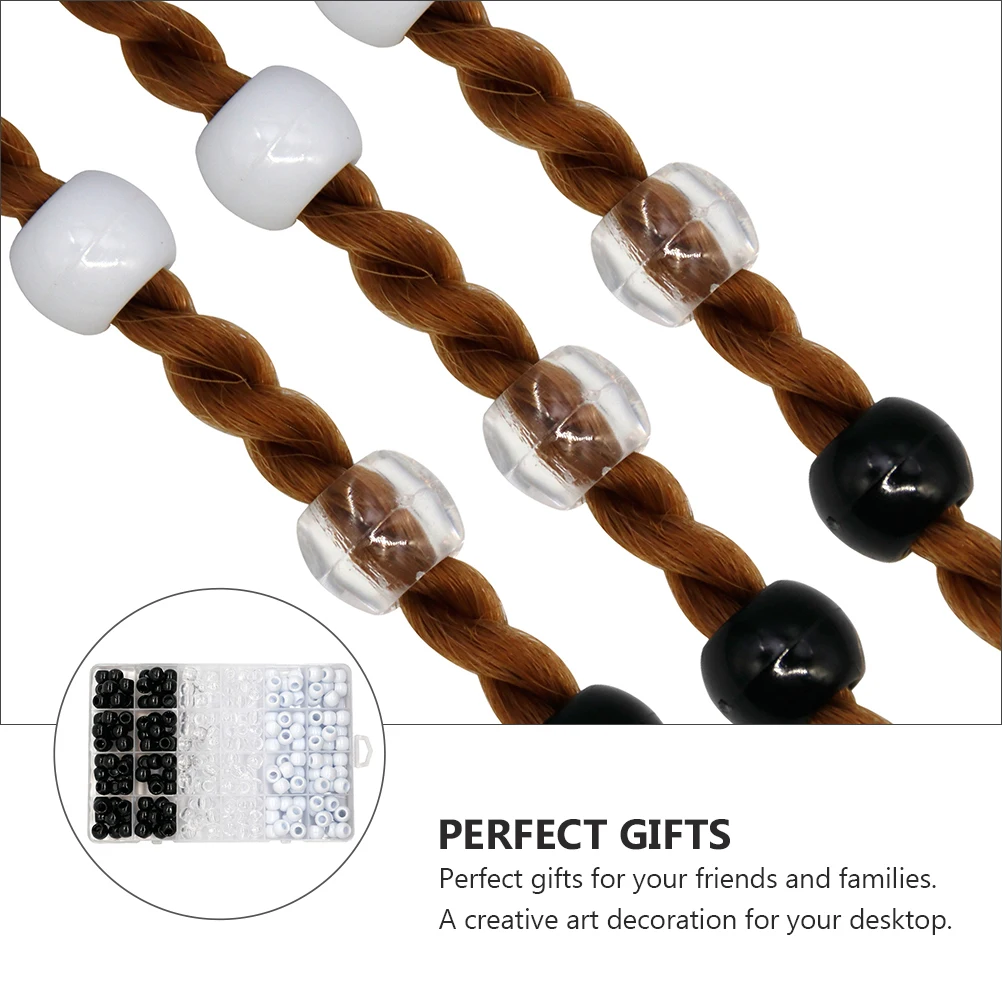 

240 Pcs Transparent Dreadlocks Hair Accessories Beads Rings Bulk Resin DIY Black White