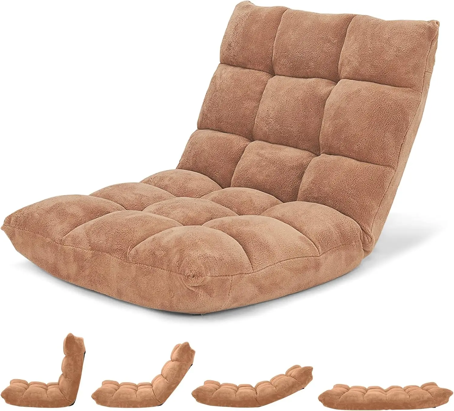 

Folding Floor Chair with Back Support, 14 Adjustable Position, Padded Sleeper Bed, Couch Recliner, Gaming Floor Chairs f